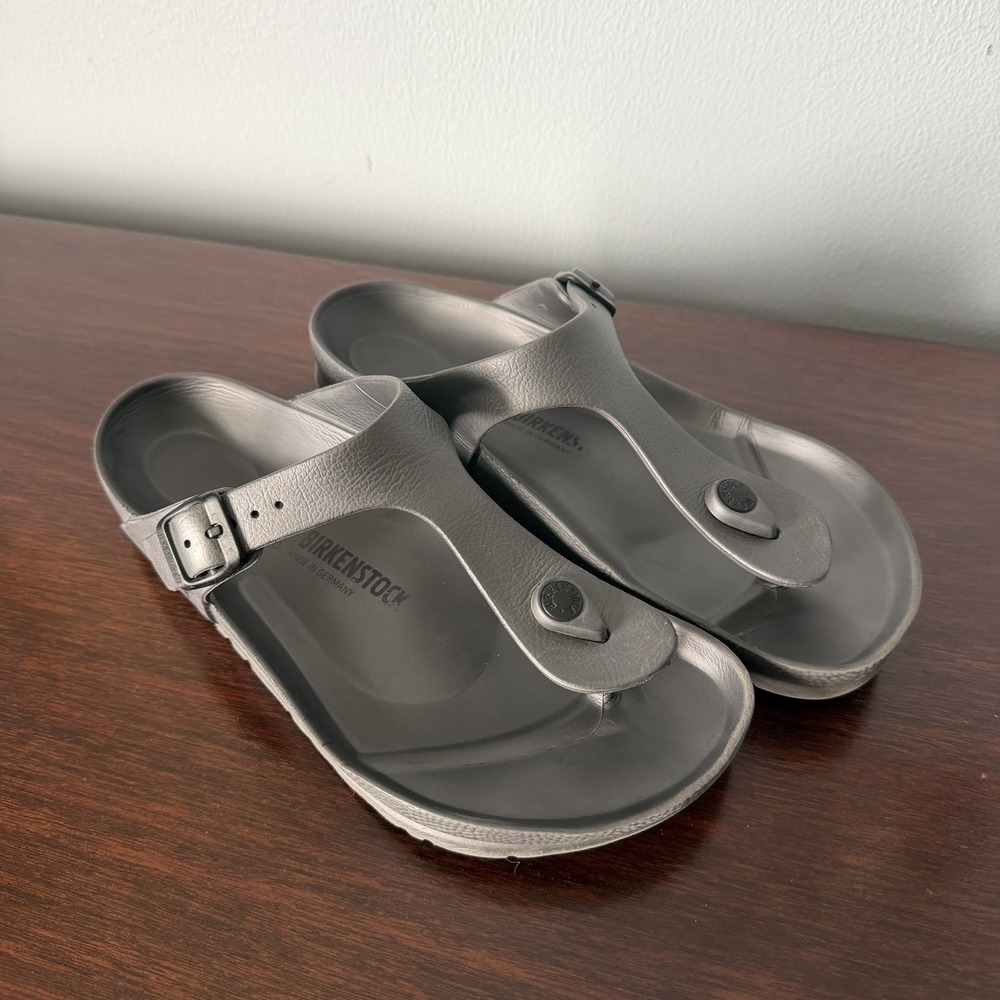 Women's Birkenstock EVA Pewter Metalic Thong Sandal EU39 US8.5 Regular Fit